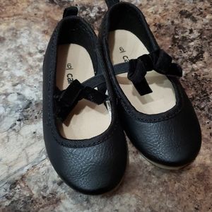 Infant girls black dress shoes with bows
